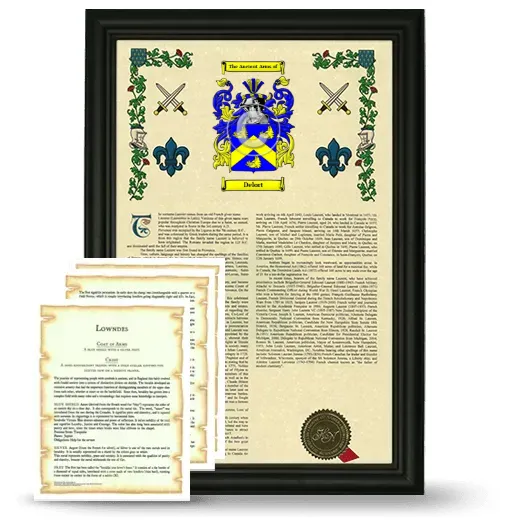 Delort Framed Armorial History and Symbolism - Black