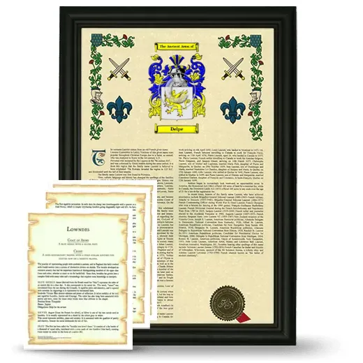 Delpe Framed Armorial History and Symbolism - Black