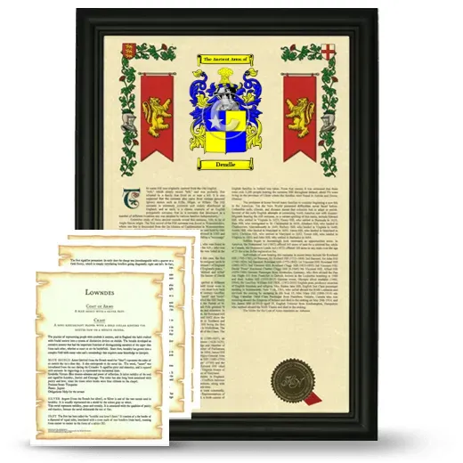Dendle Framed Armorial History and Symbolism - Black