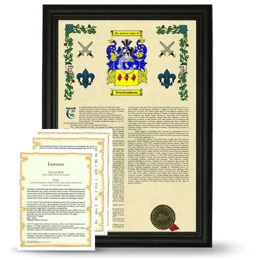 Deschambeau Framed Armorial History and Symbolism - Black
