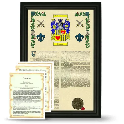 Destout Framed Armorial History and Symbolism - Black