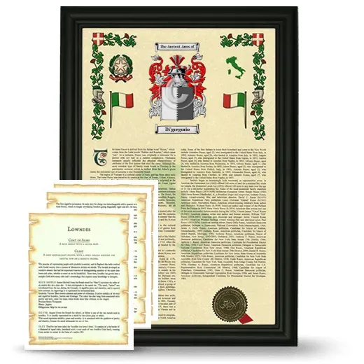 Di'gregorio Framed Armorial History and Symbolism - Black