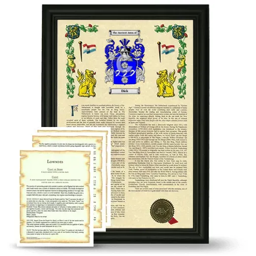 Dick Framed Armorial History and Symbolism - Black