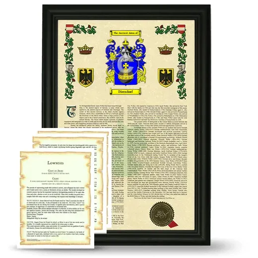 Diersdorf Framed Armorial History and Symbolism - Black