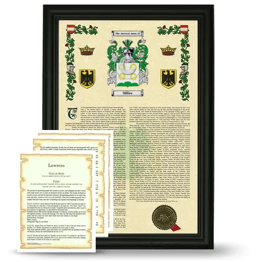 Dillier Framed Armorial History and Symbolism - Black