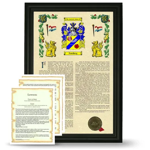 Doesburg Framed Armorial History and Symbolism - Black