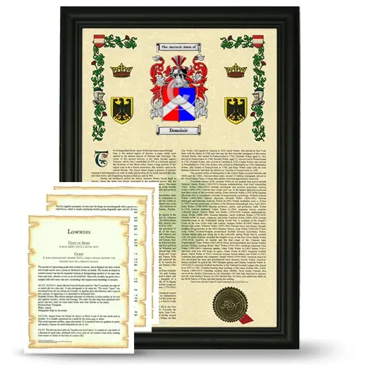 Dominic Framed Armorial History and Symbolism - Black
