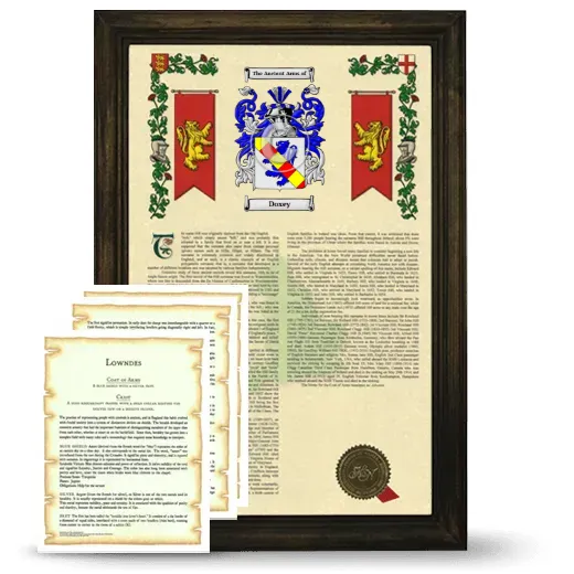 Doxey Framed Armorial History and Symbolism - Brown