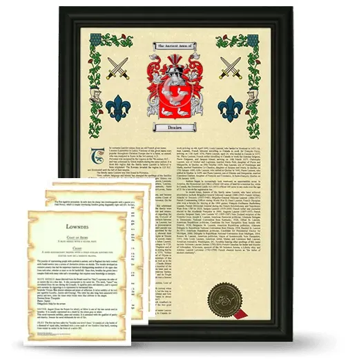 Draies Framed Armorial History and Symbolism - Black