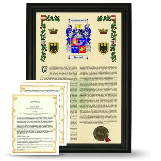 Drechsel Framed Armorial History and Symbolism - Black