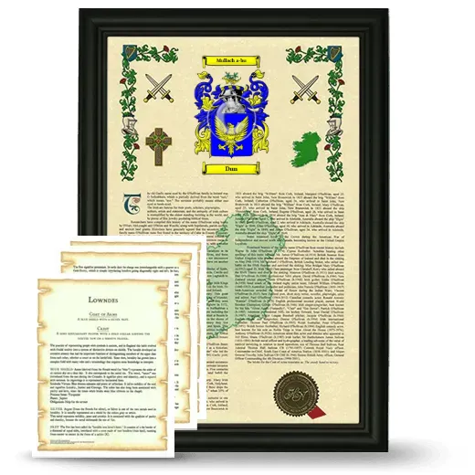 Dun Framed Armorial History and Symbolism - Black