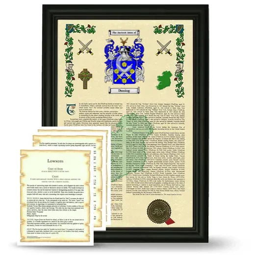 Duning Framed Armorial History and Symbolism - Black