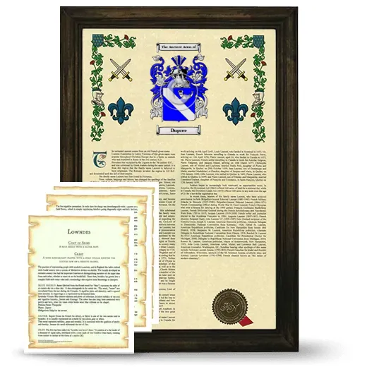 Dupree Framed Armorial History and Symbolism - Brown