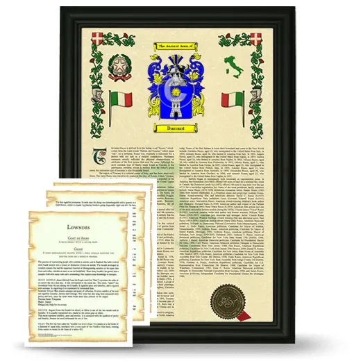 Durrant Framed Armorial History and Symbolism - Black