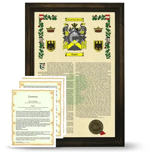 Eingen Framed Armorial History and Symbolism - Brown