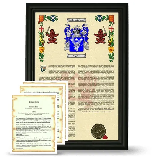 English Framed Armorial History and Symbolism - Black