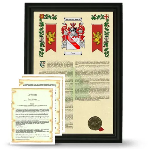 Estor Framed Armorial History and Symbolism - Black