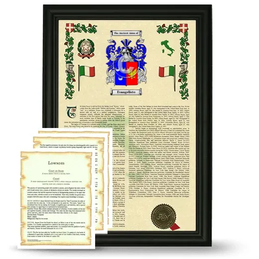 Evangelisto Framed Armorial History and Symbolism - Black