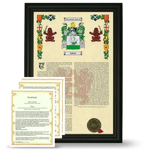 Exford Framed Armorial History and Symbolism - Black