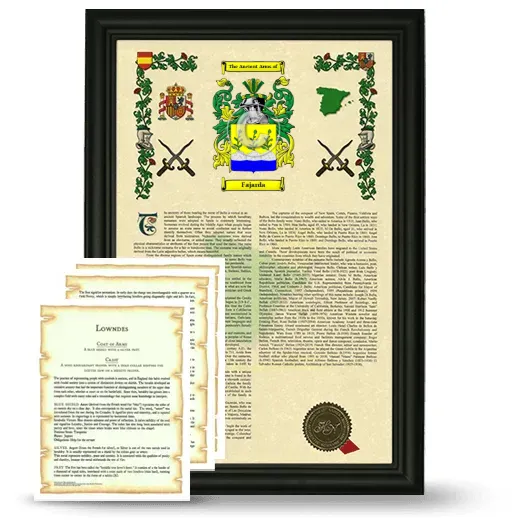 Fajarda Framed Armorial History and Symbolism - Black
