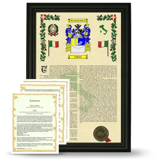 Falcieri Framed Armorial History and Symbolism - Black