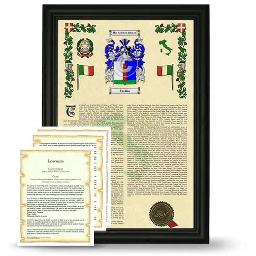 Fariño Framed Armorial History and Symbolism - Black