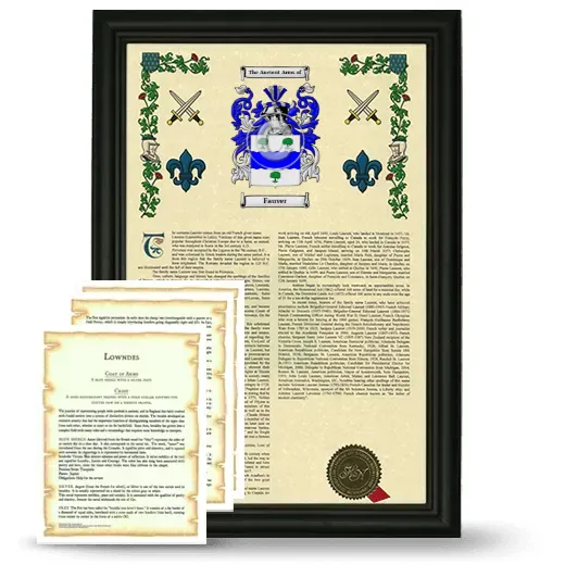 Fauver Framed Armorial History and Symbolism - Black