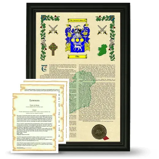 Flin Framed Armorial History and Symbolism - Black