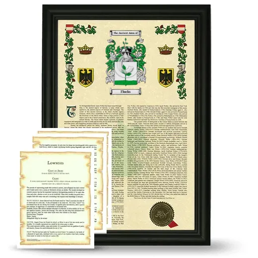 Flucks Framed Armorial History and Symbolism - Black
