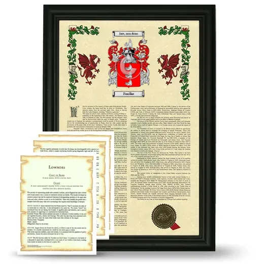 Foulke Framed Armorial History and Symbolism - Black