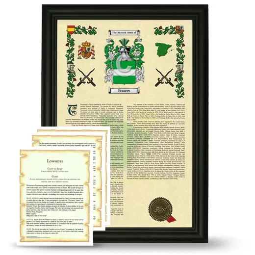 Frances Framed Armorial History and Symbolism - Black