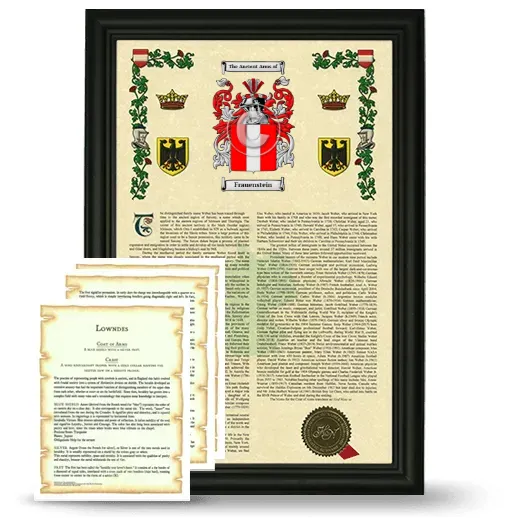 Frauenstein Framed Armorial History and Symbolism - Black