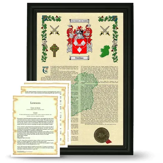 Freehan Framed Armorial History and Symbolism - Black