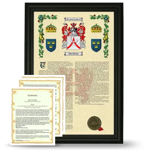 Gústafsson Framed Armorial History and Symbolism - Black