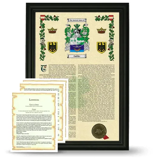 Gaitler Framed Armorial History and Symbolism - Black
