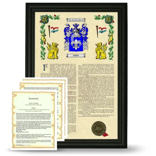 Galter Framed Armorial History and Symbolism - Black