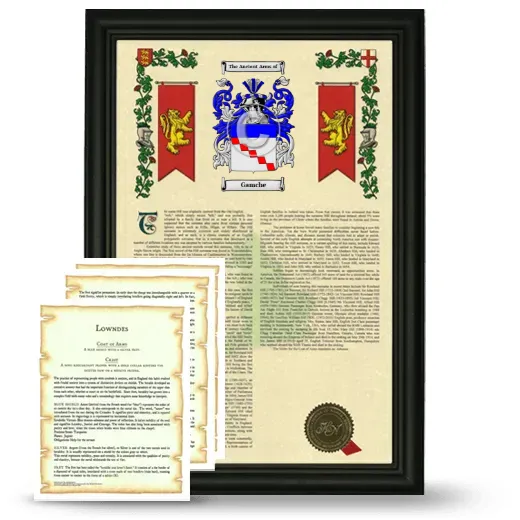 Gamche Framed Armorial History and Symbolism - Black
