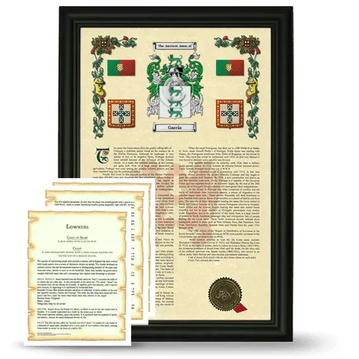 García Framed Armorial History and Symbolism - Black