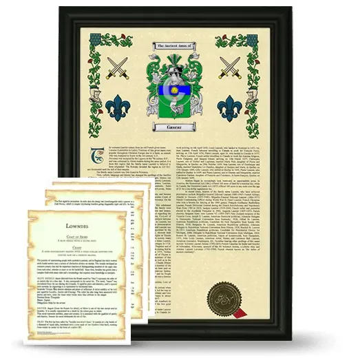 Gascar Framed Armorial History and Symbolism - Black