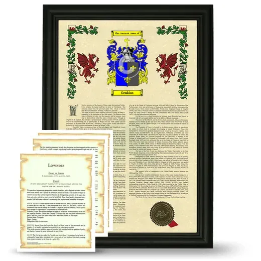Genkins Framed Armorial History and Symbolism - Black