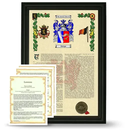 George Framed Armorial History and Symbolism - Black