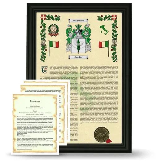 Gerolini Framed Armorial History and Symbolism - Black