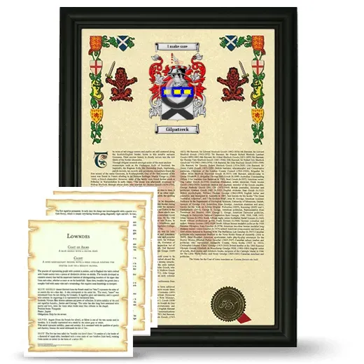 Gilpatreck Framed Armorial History and Symbolism - Black