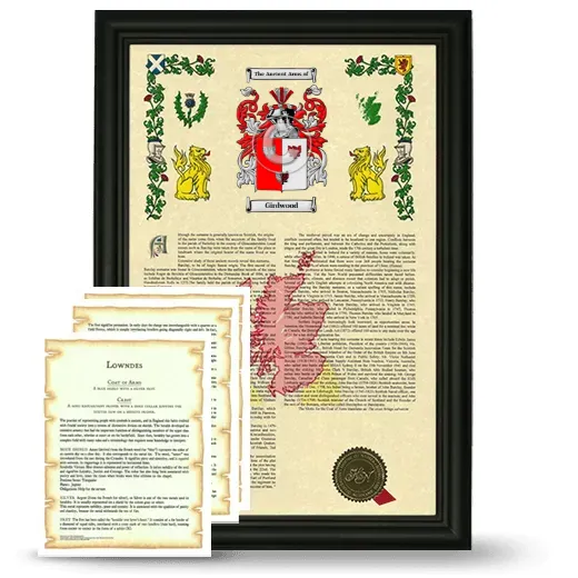 Girdwood Framed Armorial History and Symbolism - Black
