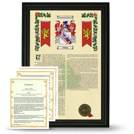 Girling Framed Armorial History and Symbolism - Black