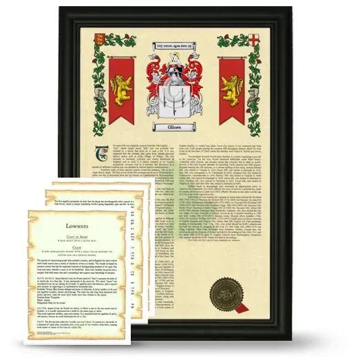 Glines Framed Armorial History and Symbolism - Black