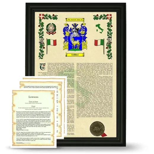 Gobbini Framed Armorial History and Symbolism - Black