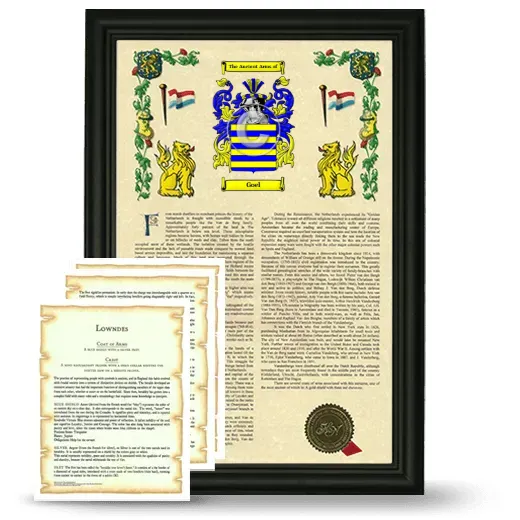 Goel Framed Armorial History and Symbolism - Black