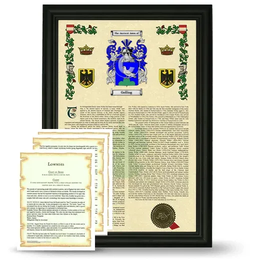 Golling Framed Armorial History and Symbolism - Black