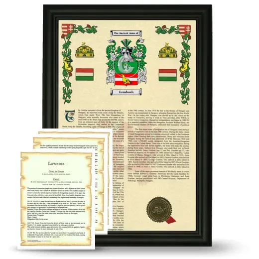 Gombash Framed Armorial History and Symbolism - Black